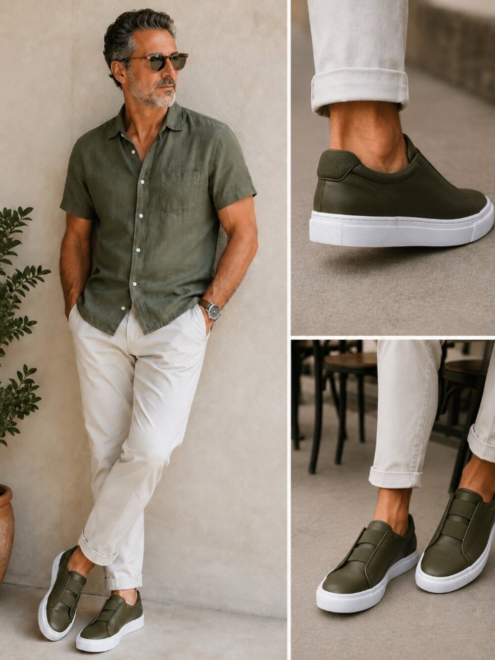 London Fog Francis Memory Foam Slip On Sneakers Olive 9 NWT